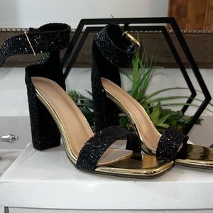 Black sparkly heels